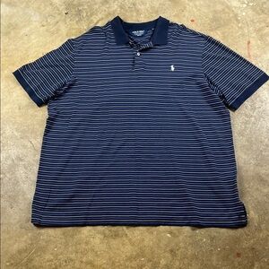 Polo Golf Ralph Navy, purple and White Striped Polo
Size: XXL